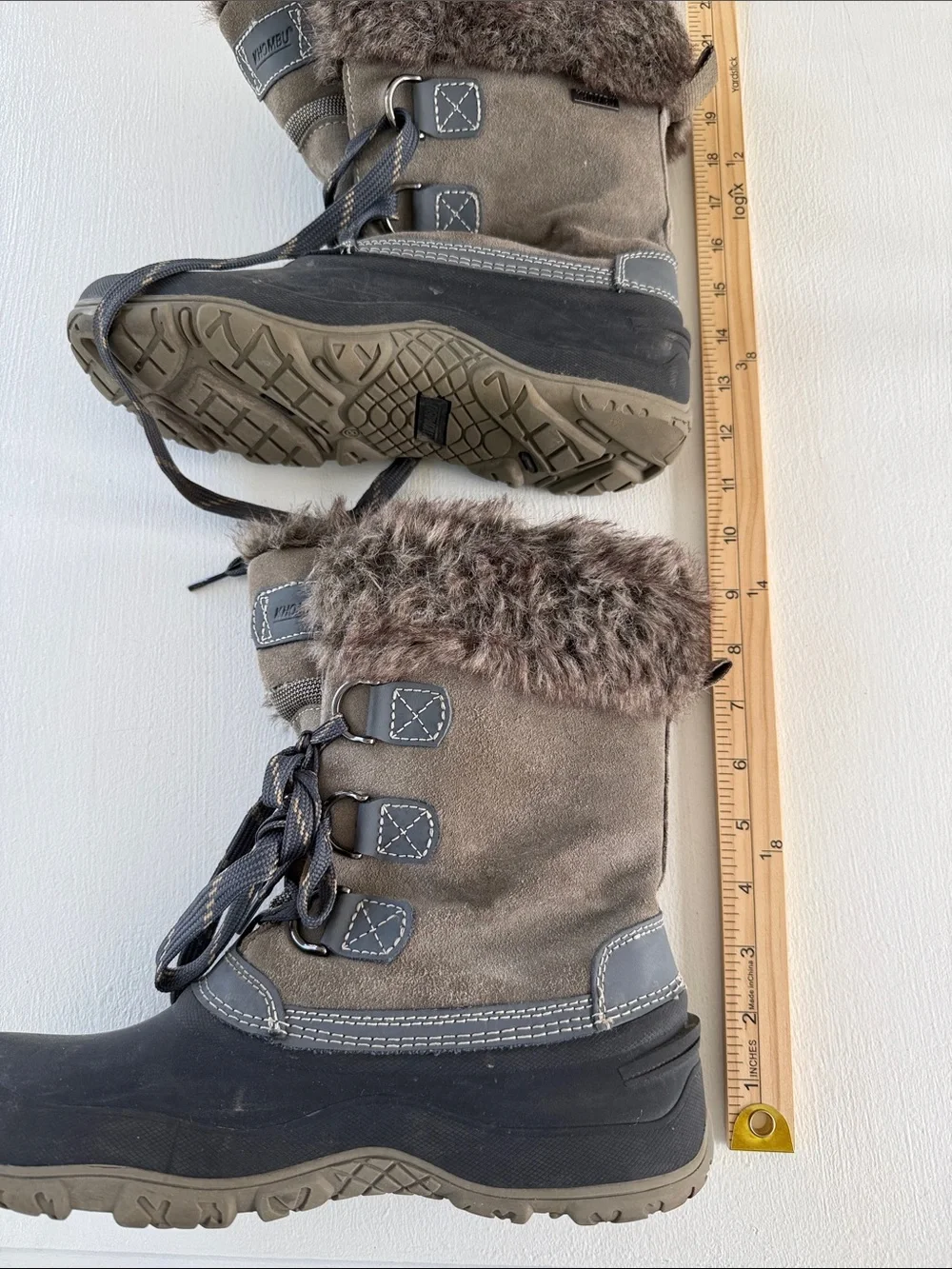 KHOMBU Women's Insulated Faux-Fur Winter Boots - Gray/Black